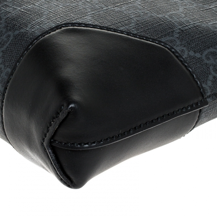 Pre Owned Gucci Black GG Supreme Coated Canvas Web Pouch