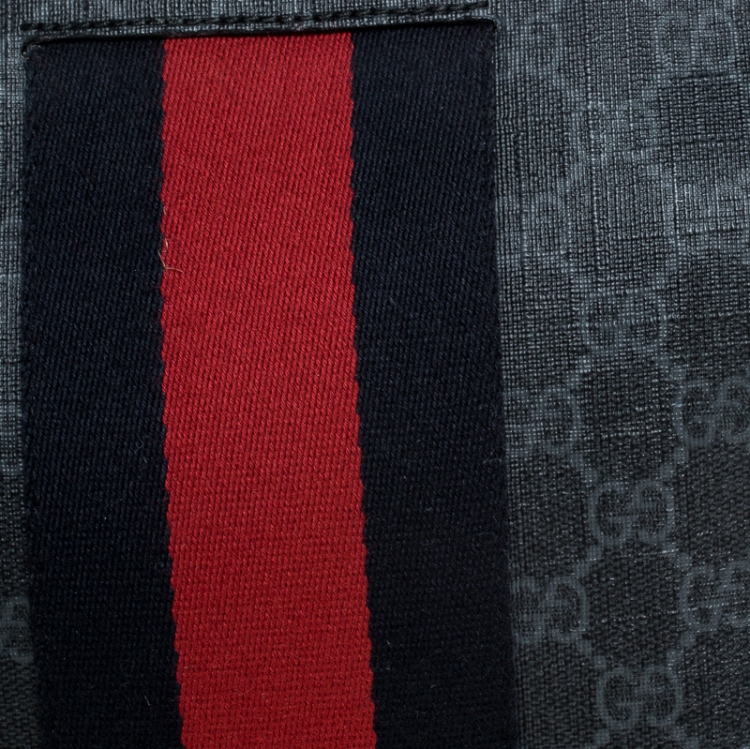 Pre Owned Gucci Black GG Supreme Coated Canvas Web Pouch