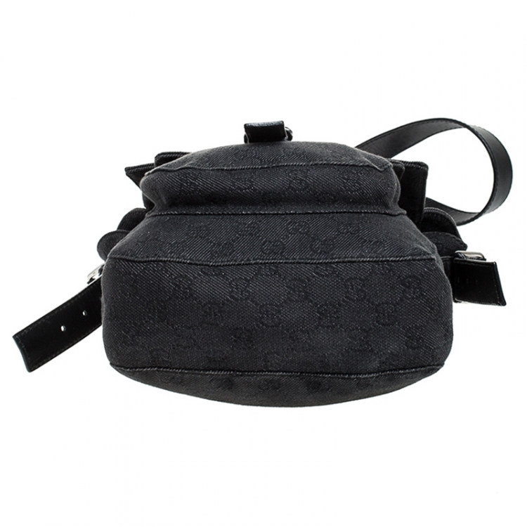 Pre Owned Gucci Black GG Canvas Messenger Bag