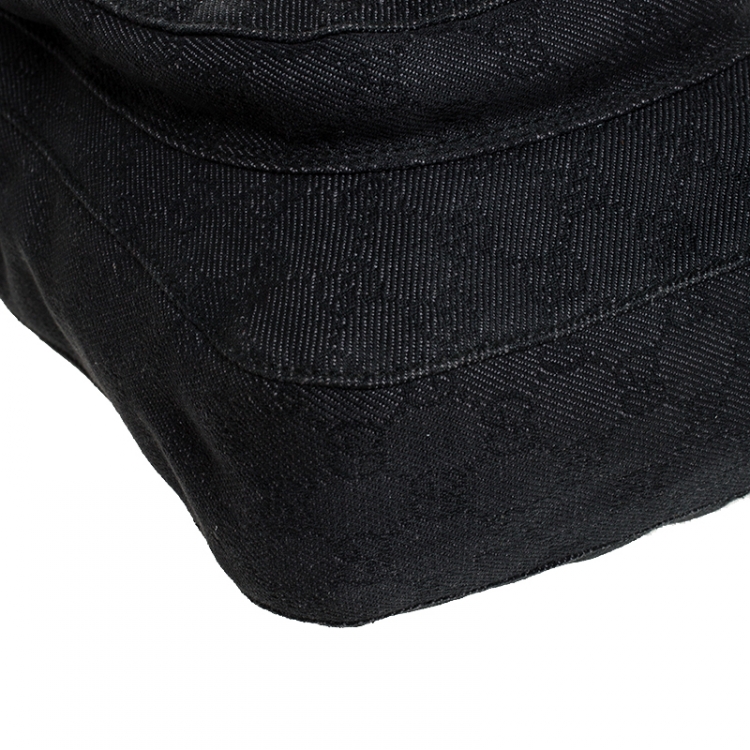Pre Owned Gucci Black GG Canvas Messenger Bag