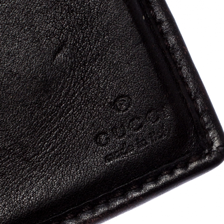 Pre Owned Gucci Dark Brown Guccissima Leather Web Bifold Wallet