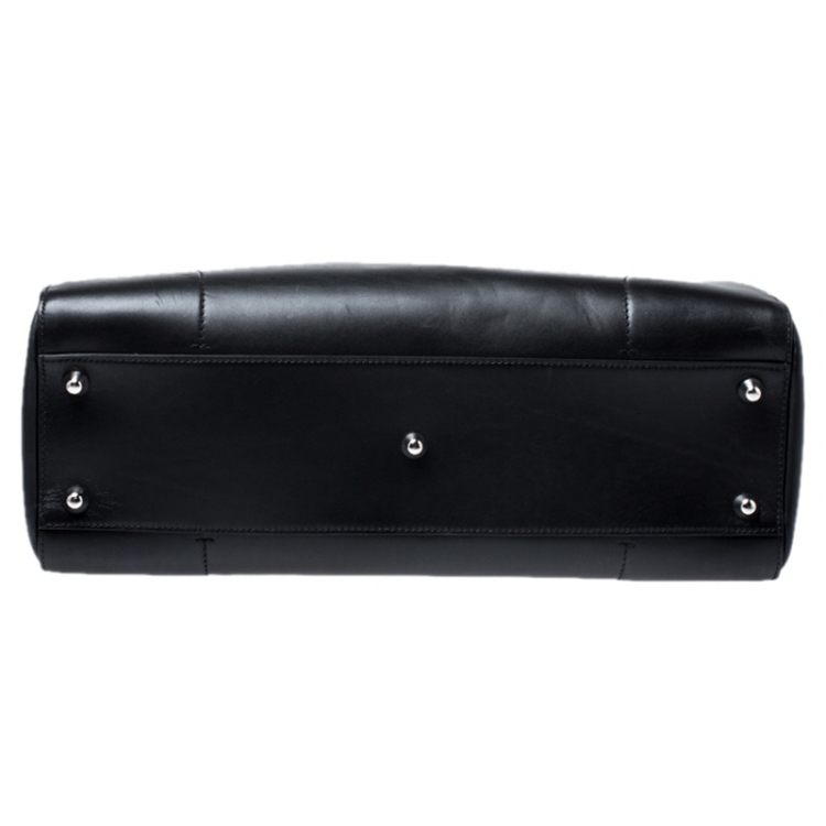 Pre Owned Gucci Black Leather Carry On Buckle Weekender Bag