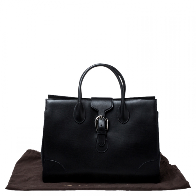 Pre Owned Gucci Black Leather Carry On Buckle Weekender Bag