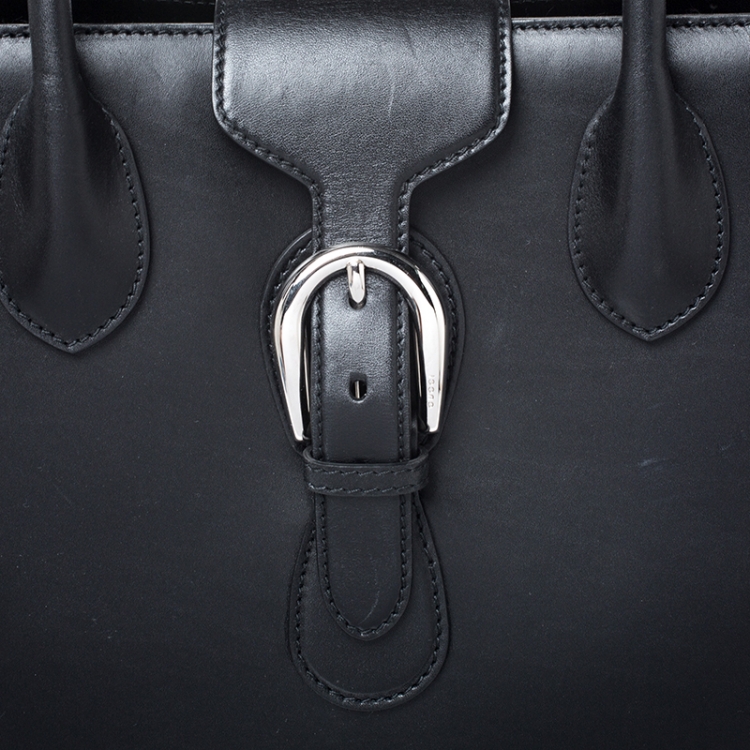 Pre Owned Gucci Black Leather Carry On Buckle Weekender Bag