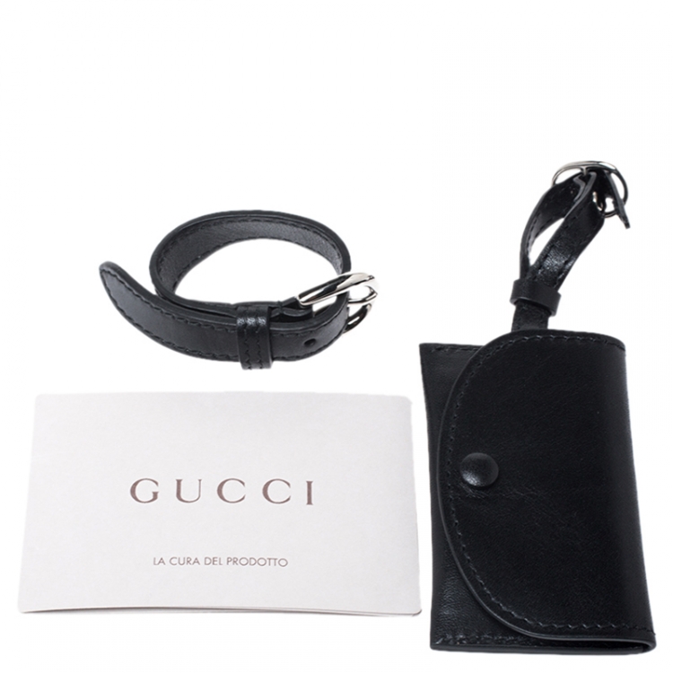 Pre Owned Gucci Black Leather Carry On Buckle Weekender Bag