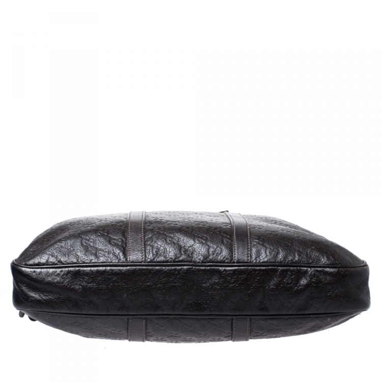 Pre Owned Gucci Dark Brown Guccissima Leather Laptop Bag