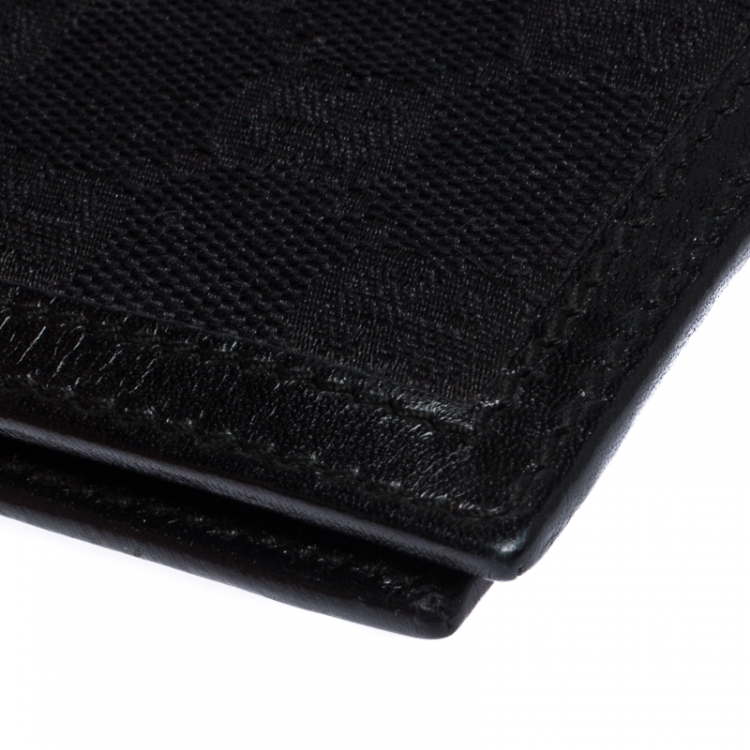 Pre Owned Gucci Black GG Canvas and Leather Bifold Wallet