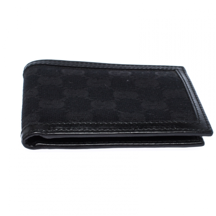 Pre Owned Gucci Black GG Canvas and Leather Bifold Wallet