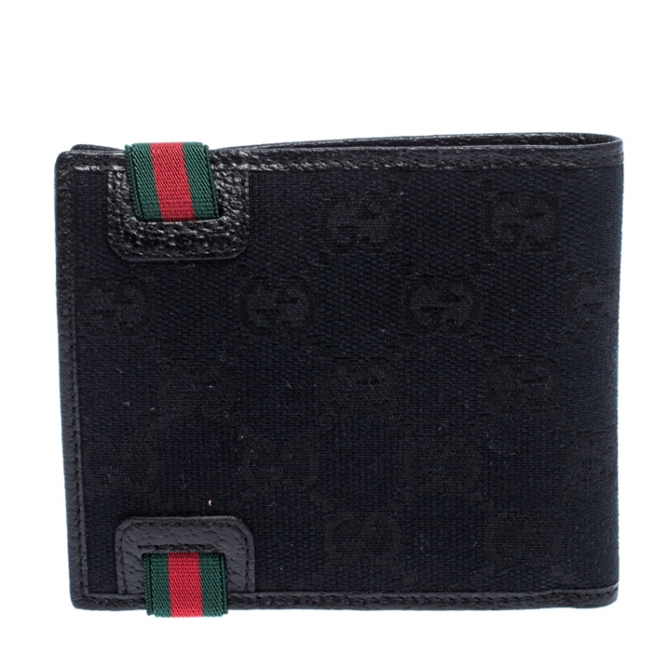 Pre Owned Gucci Black Canvas Web Elastic Money Clip Wallet