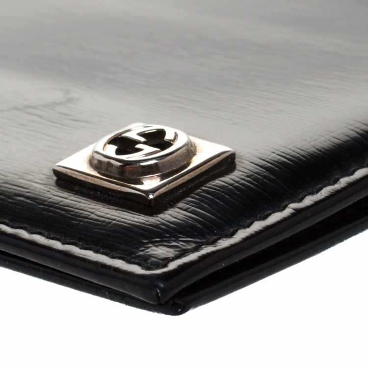 Pre Owned Gucci Black Patent Leather Money Clip Wallet