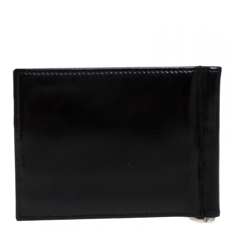 Pre Owned Gucci Black Patent Leather Money Clip Wallet