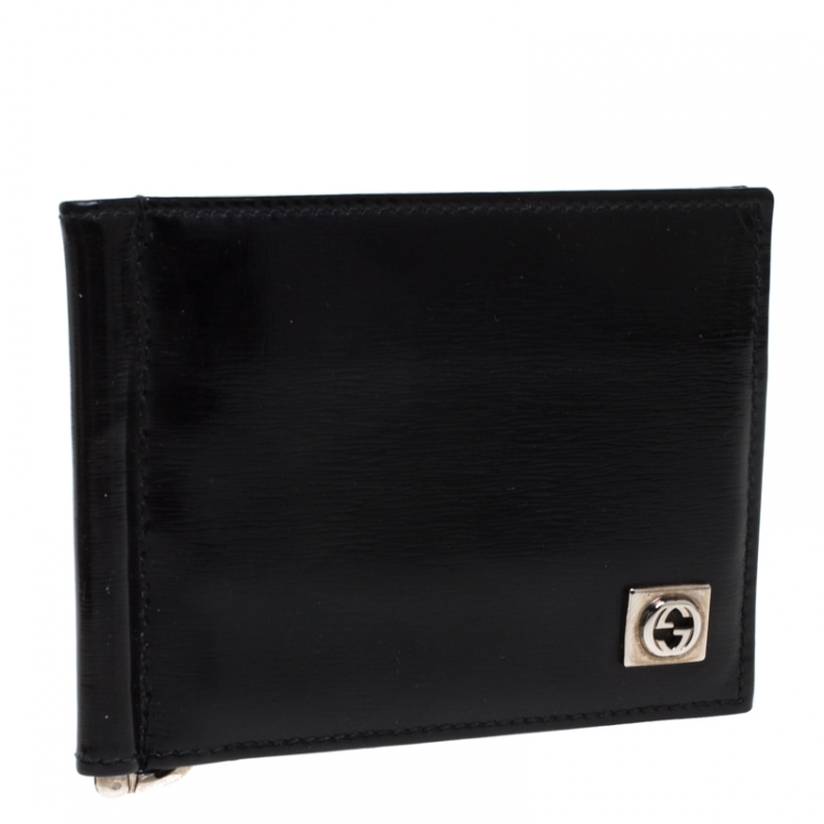 Pre Owned Gucci Black Patent Leather Money Clip Wallet