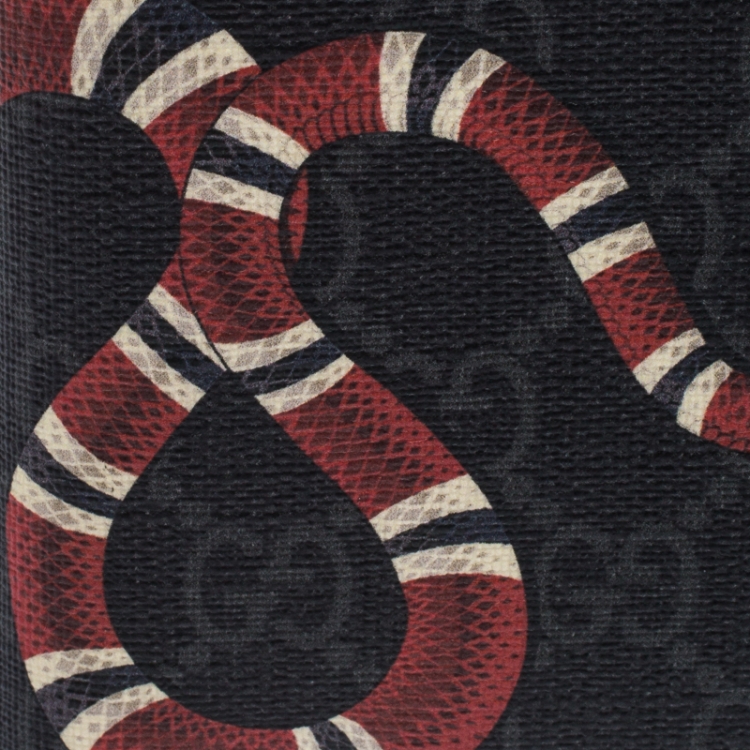 Pre Owned Gucci Grey GG Supreme Canvas Kingsnake Print Bifold Wallet