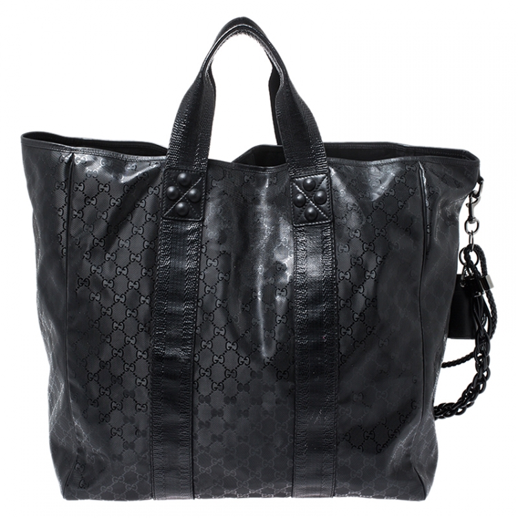 Pre Owned Gucci Black GG Imprime Canvas Oversized Tote
