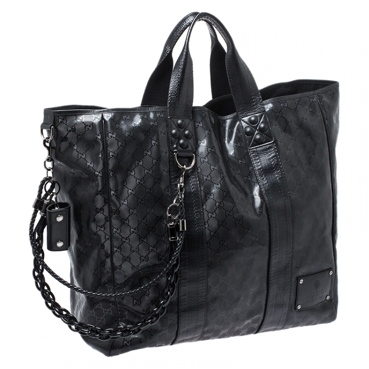 Pre Owned Gucci Black GG Imprime Canvas Oversized Tote