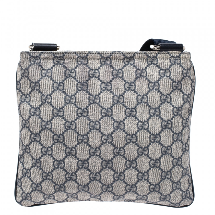 Pre Owned Gucci Navy Blue GG Supreme Coated Canvas Messenger Bag