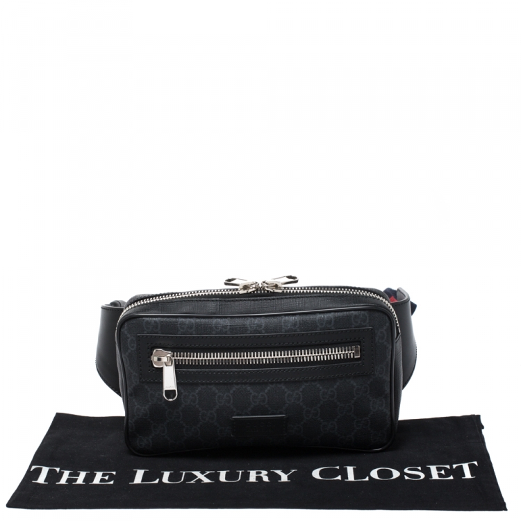 Pre Owned Gucci Black GG Supreme Canvas Belt Bag