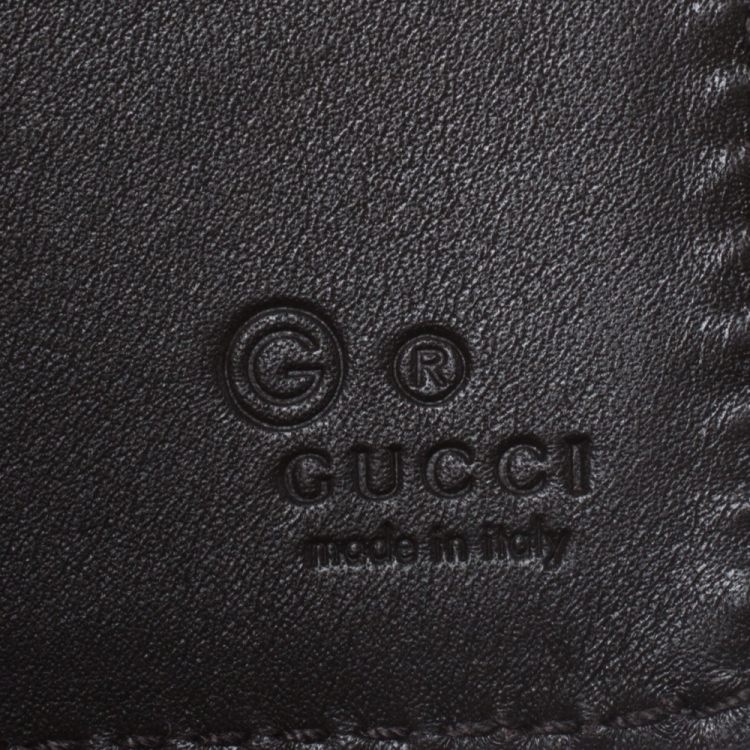 Pre Owned Gucci Dark Brown Micro Guccissima Leather Bifold Wallet
