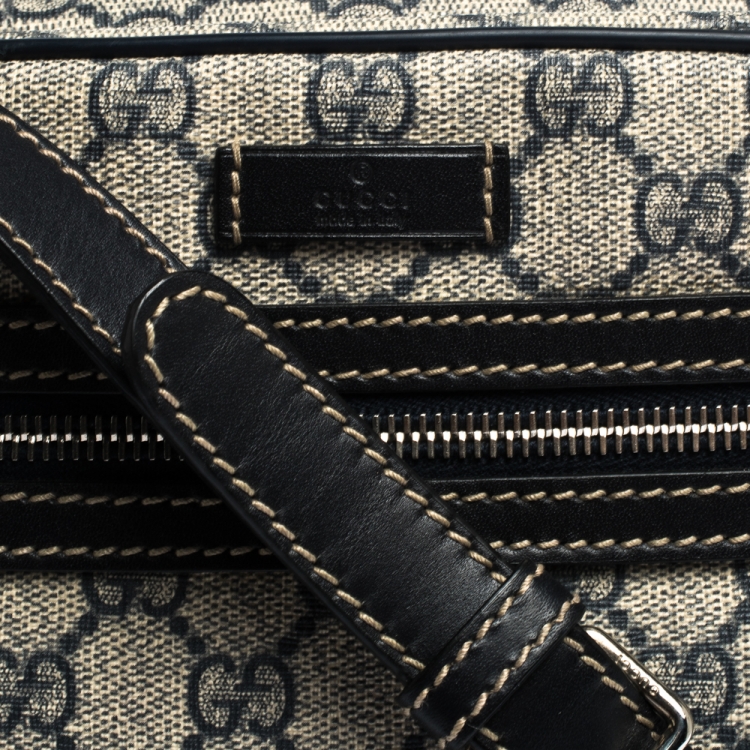 Pre Owned Gucci Black/Navy Blue GG Supreme Canvas Messenger Bag