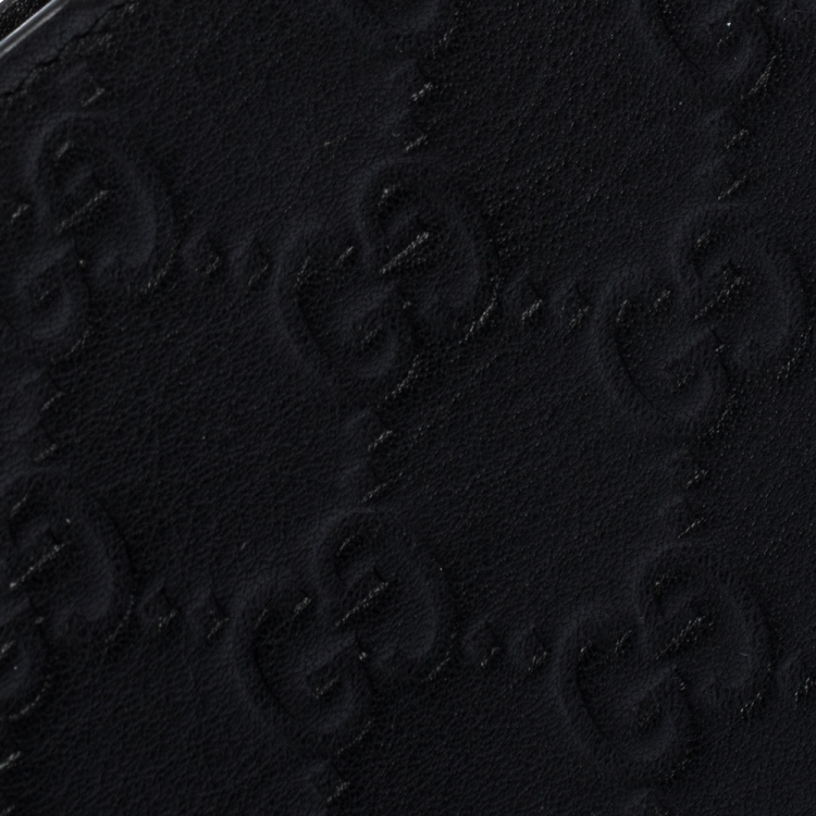 Pre Owned Gucci Black Guccissima Leather Bifold Wallet