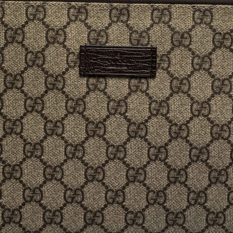 Pre Owned Gucci Beige/Brown GG Supreme Canvas Portfolio