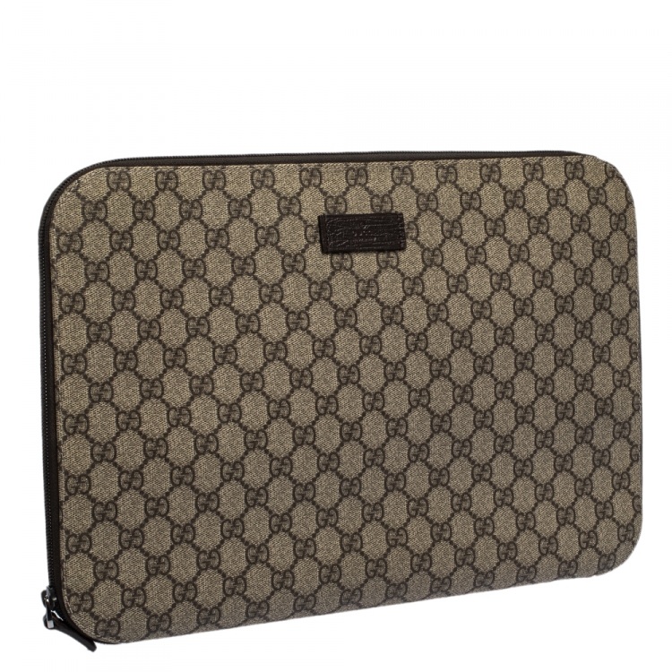 Pre Owned Gucci Beige/Brown GG Supreme Canvas Portfolio