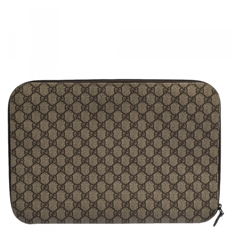 Pre Owned Gucci Beige/Brown GG Supreme Canvas Portfolio