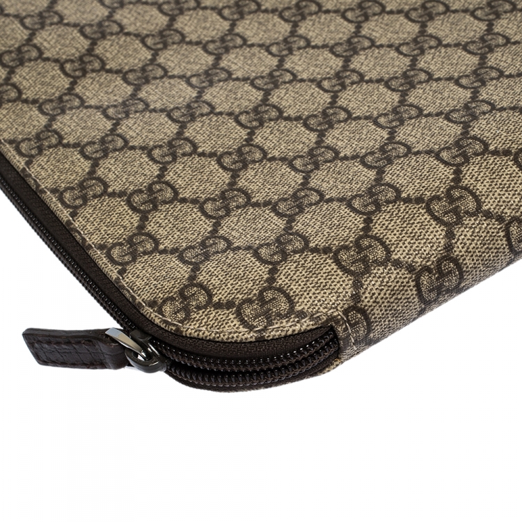 Pre Owned Gucci Beige/Brown GG Supreme Canvas Portfolio