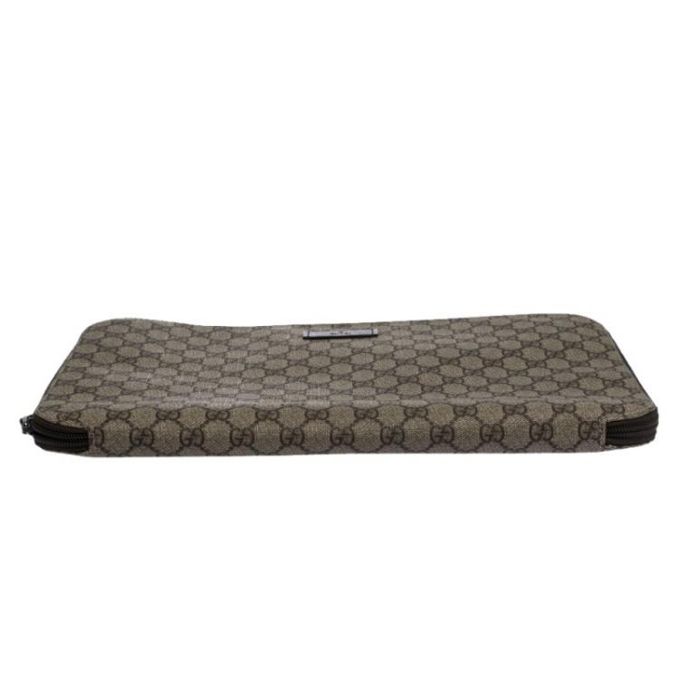 Pre Owned Gucci Beige/Brown GG Supreme Canvas Portfolio