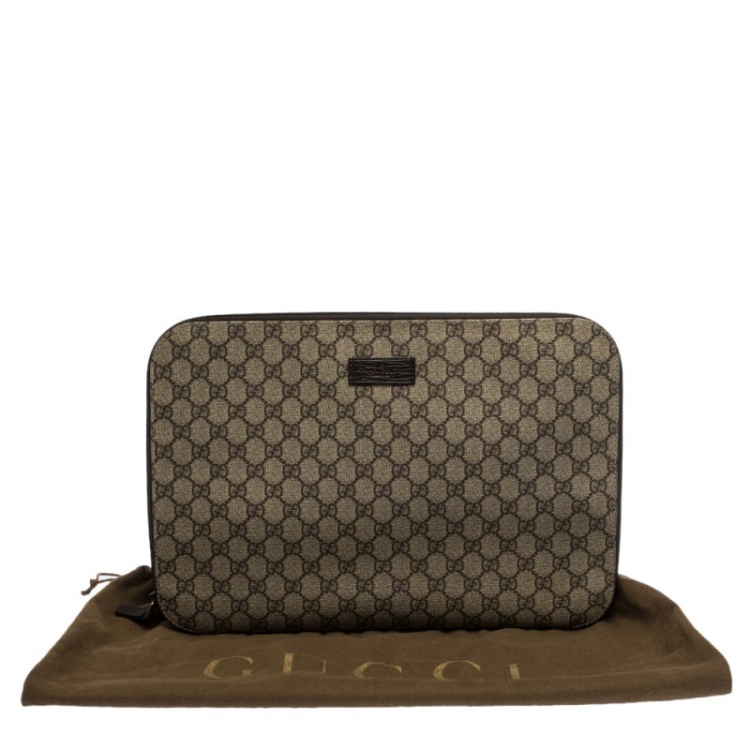 Pre Owned Gucci Beige/Brown GG Supreme Canvas Portfolio