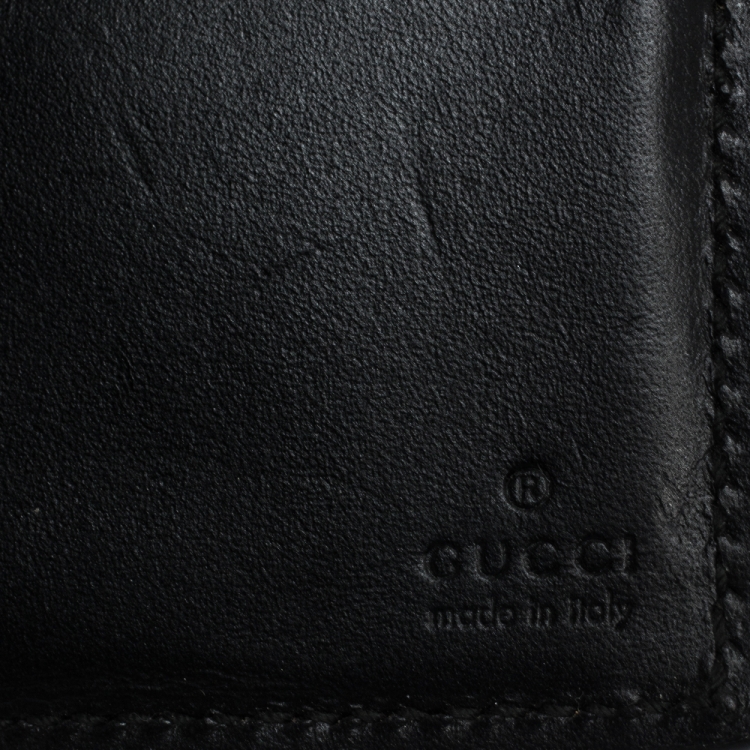 مملوكة مسبقًا Gucci Black Guccissima Leather Web Bifold Wallet