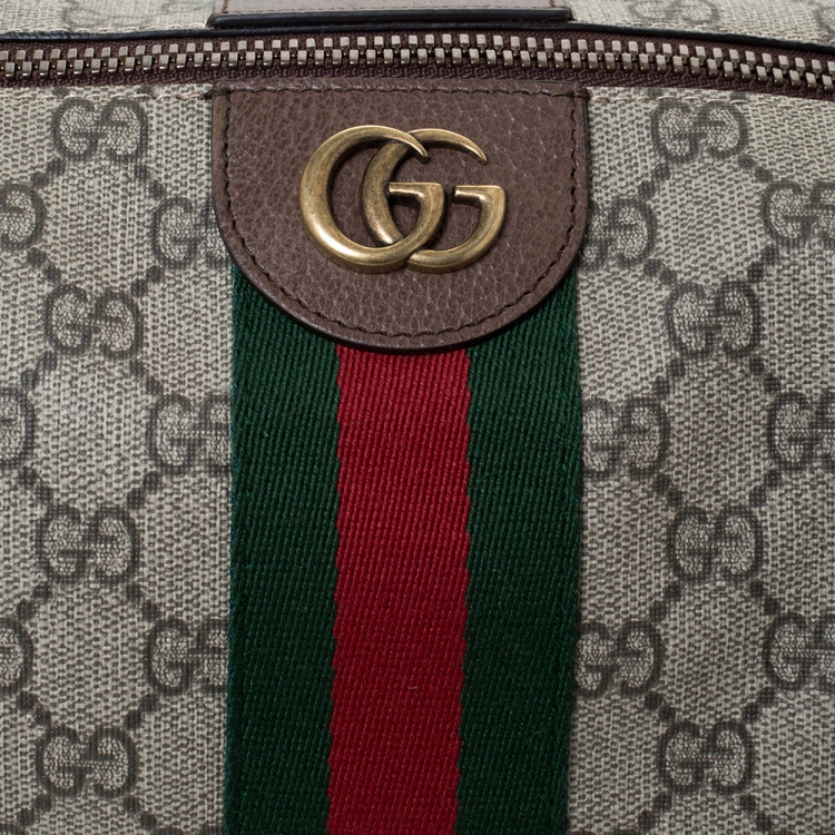 Pre Owned Gucci Beige GG Supreme Canvas Ophidia Web Toiletry Pouch