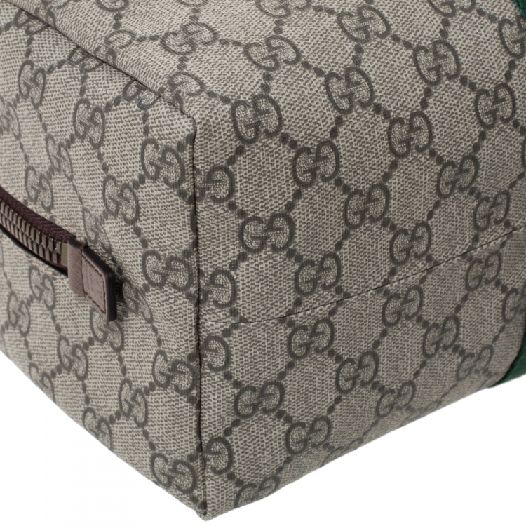 Pre Owned Gucci Beige GG Supreme Canvas Ophidia Web Toiletry Pouch