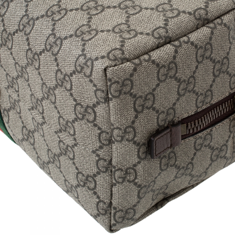 Pre Owned Gucci Beige GG Supreme Canvas Ophidia Web Toiletry Pouch