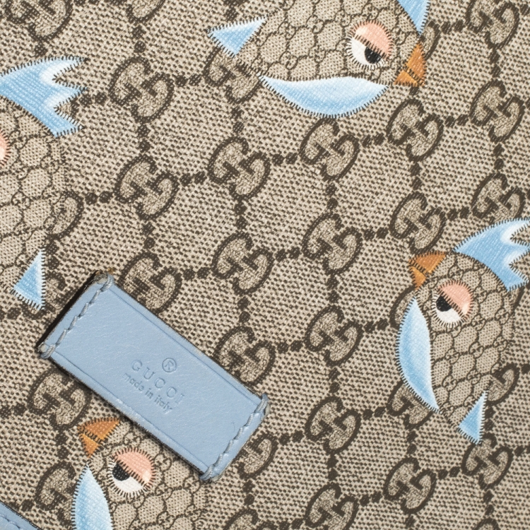 مملوكة مسبقًا Gucci Beige/Blue GG Supreme Canvas and Leather Zoo Birds Messenger Bag