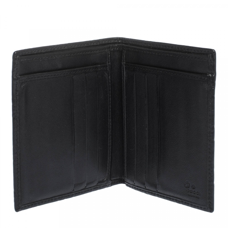 Pre Owned Gucci Black Guccissima Leather Bifold Wallet