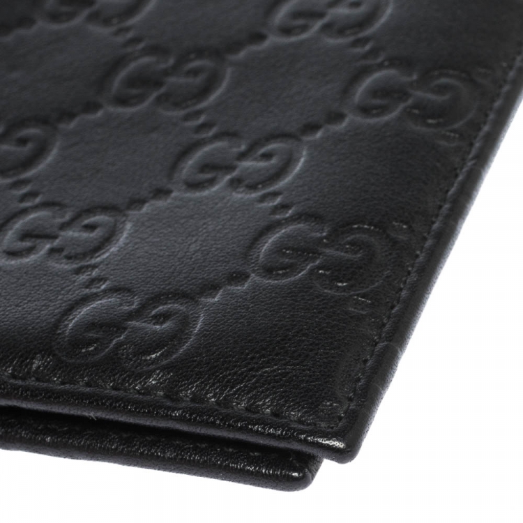 Pre Owned Gucci Black Guccissima Leather Bifold Wallet