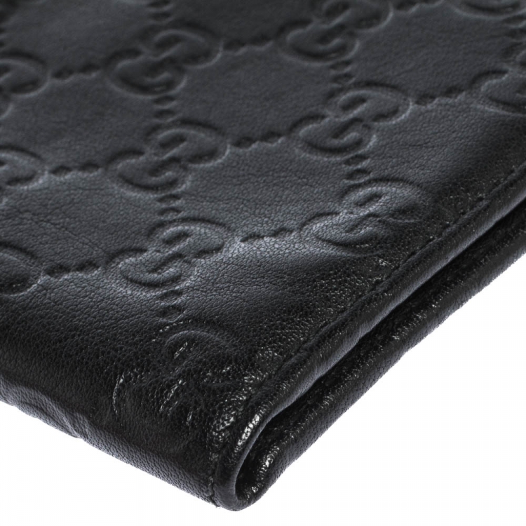 Pre Owned Gucci Black Guccissima Leather Bifold Wallet