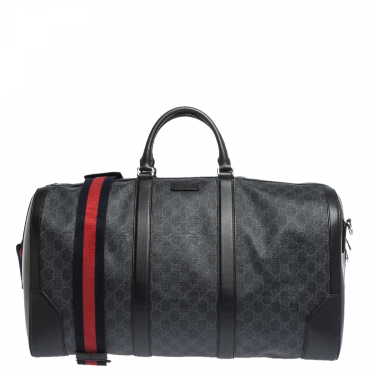 Gucci Black GG Supreme Canvas and Leather Medium Carry On Duffle Bag at  1stDibs