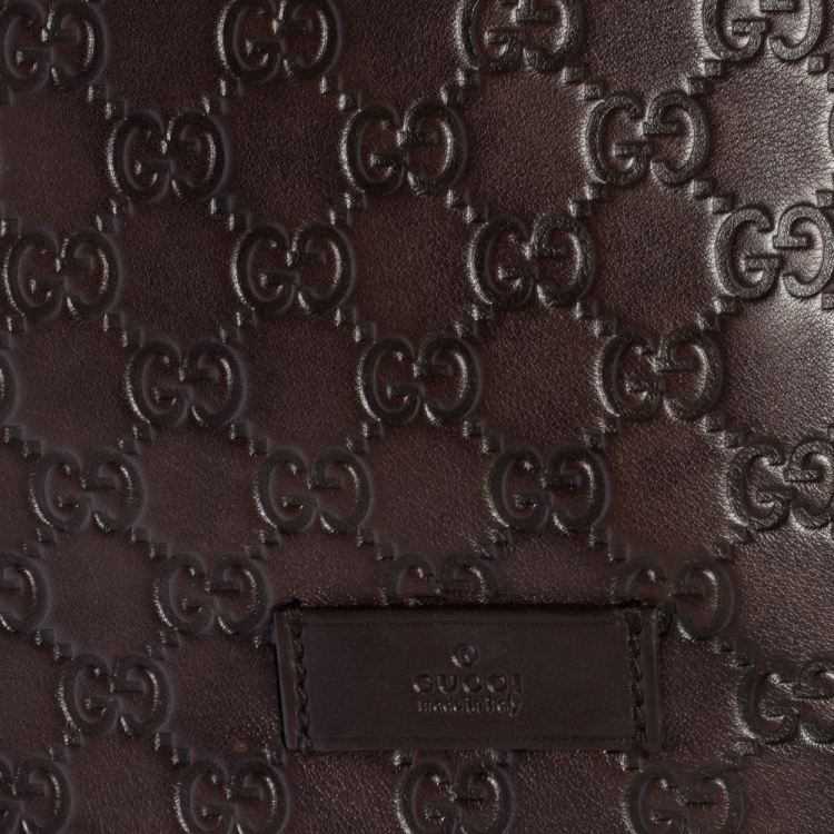 Pre Owned Gucci Dark Brown Guccissima Leather Document Holder