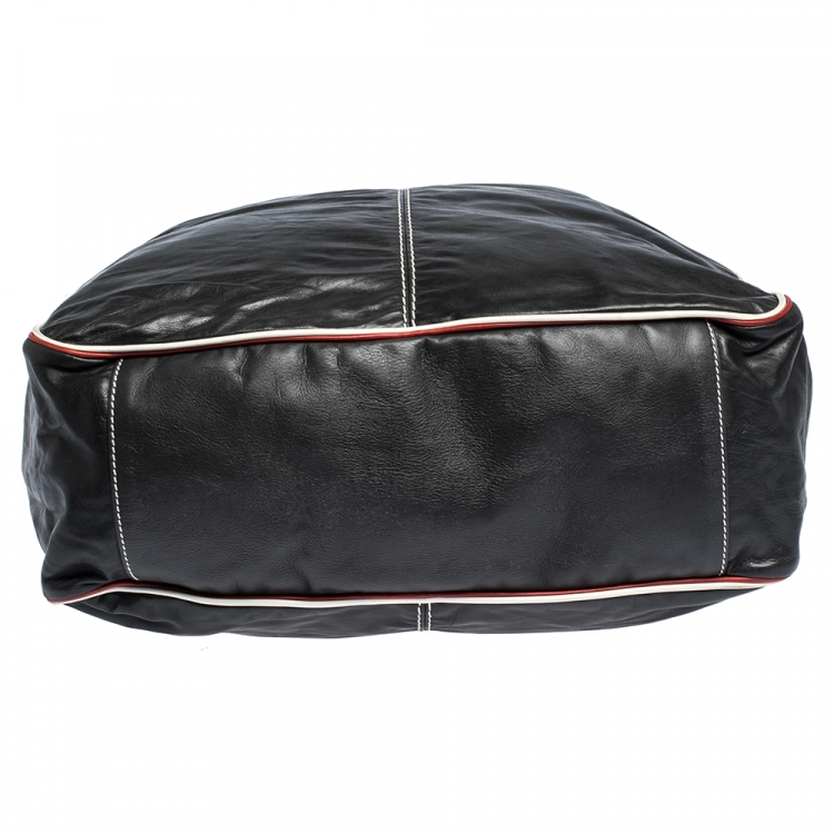 Pre Owned Gucci Black Leather Vintage Weekender Bag
