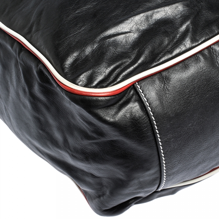 Pre Owned Gucci Black Leather Vintage Weekender Bag