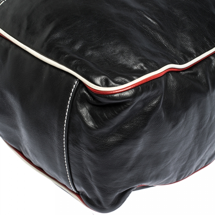 Pre Owned Gucci Black Leather Vintage Weekender Bag
