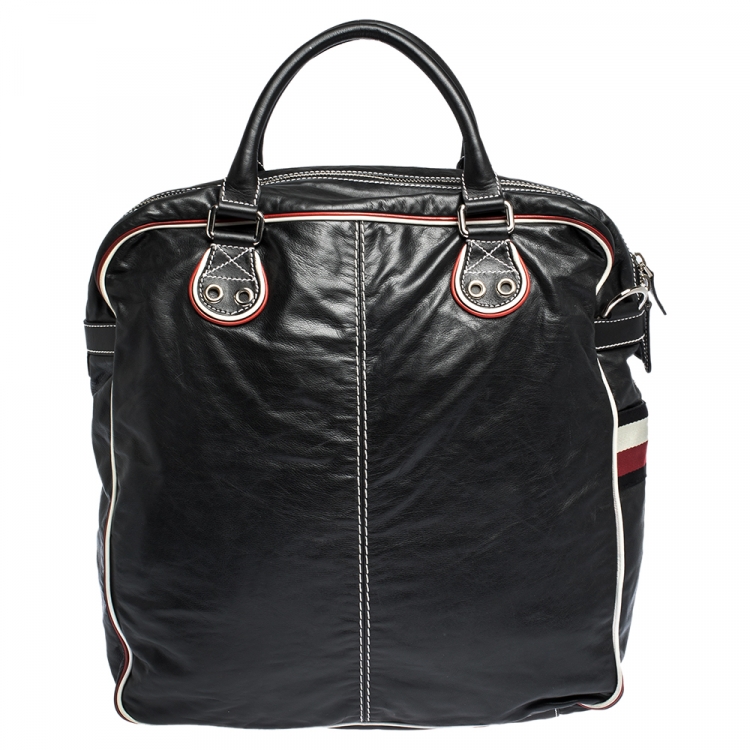 Pre Owned Gucci Black Leather Vintage Weekender Bag