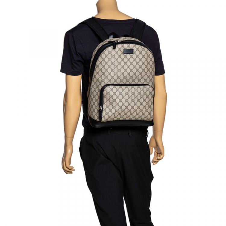Gucci Beige/Black GG Supreme Canvas and Leather Eden Backpack Gucci