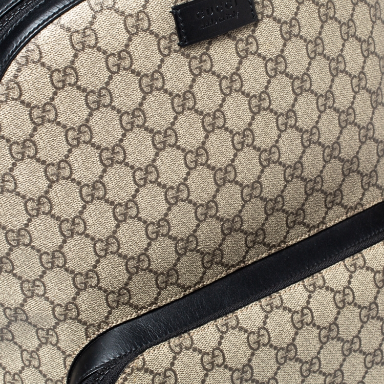 Pre Owned Gucci Beige/Black GG Supreme Canvas and Leather Eden Backpack