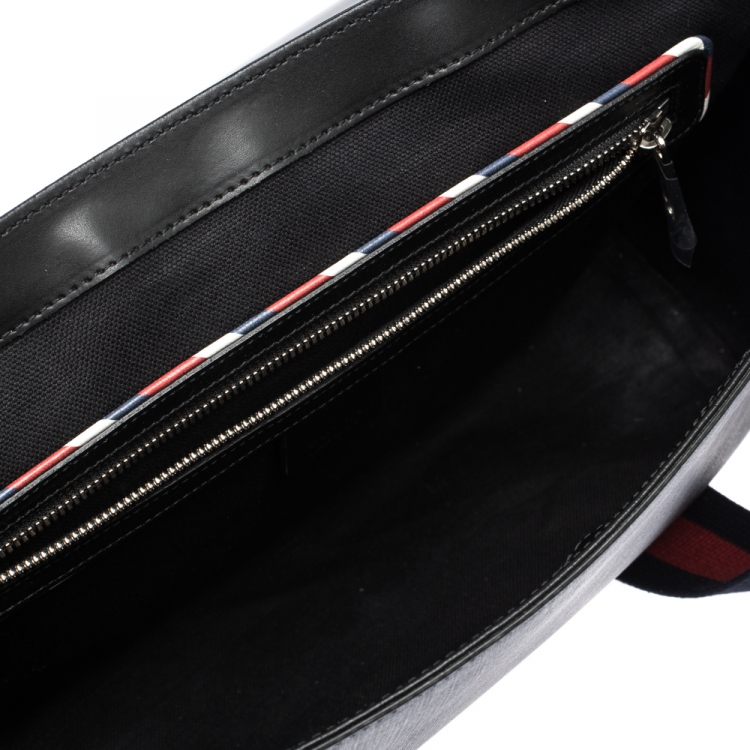 Pre Owned Gucci Black GG Supreme Coated Canvas and Leather Night Courrier Messenger Bag