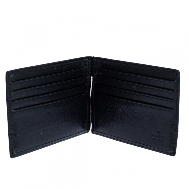 NEW GUCCI Micro Guccissima GG Black Leather Card Case $350 Authentic