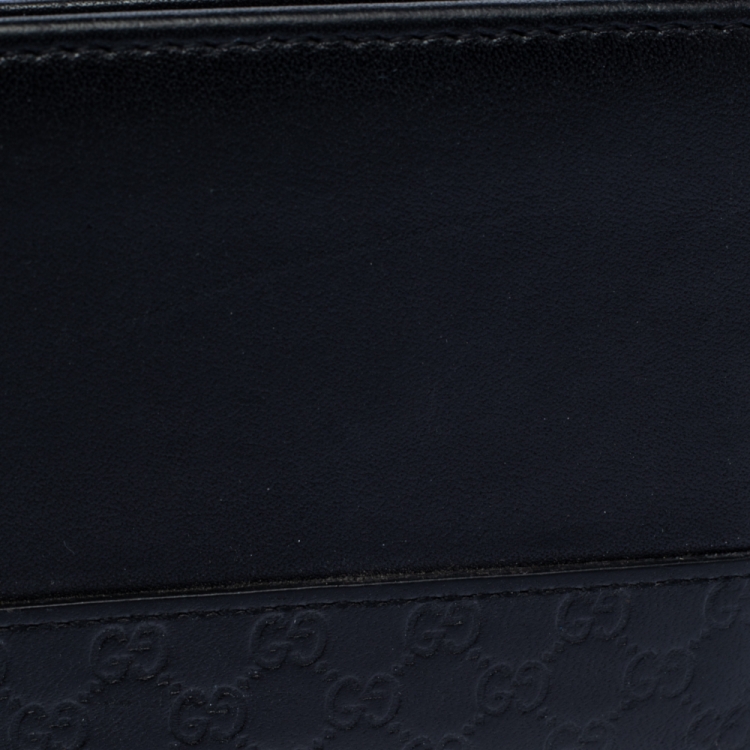 Pre Owned Gucci Black Microguccissima Leather Money Clip Bi-Fold Wallet