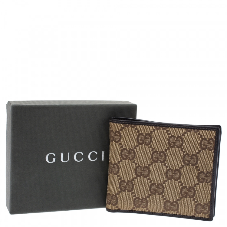 Pre Owned Gucci Beige GG Canvas Bi Fold Wallet